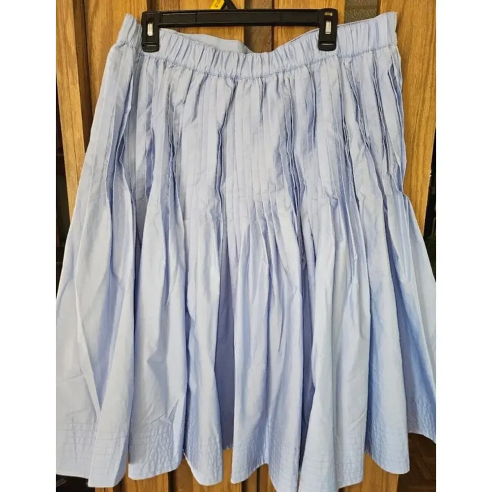 Free Assembly Sky Blue Cotton Pleated Fit Flare Midi Skirt Size L Feminine NWT